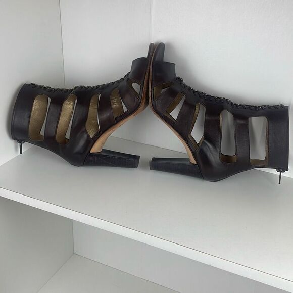 Stuart Weitzman Legroom Caged Leather Gladiator Bootie Sandals 7 - Picture 4 of 15